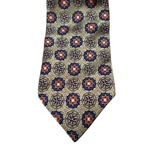 BRUNO PIATELLI ROMA Green 100% Silk Geometric Multicolor Standard Width Tie